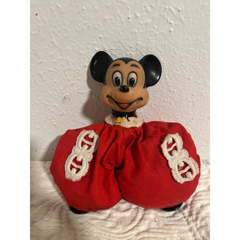 Vintage Walt Disney Productions Mickey Mouse Bean Bag Plush Plastic Head Japan